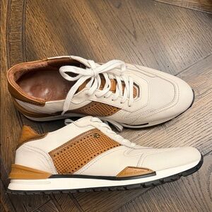 Franco Cuadra Men's Cream and Brown Sneakers - worn once